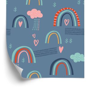 Papier Peint Nuages ​​D'arc-En-Ciel Pour Des Enfants Style Scandinave – Image 2