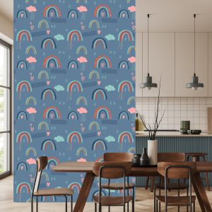 Papier Peint Nuages ​​D'arc-En-Ciel Pour Des Enfants Style Scandinave – Image 4