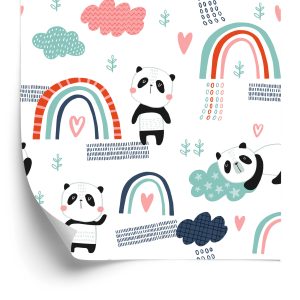 Papier Peint Pandas Avec Un Arc-En-Ciel En Arrière-Plan – Image 2