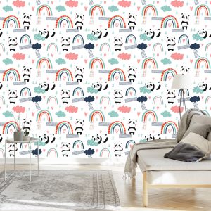 Papier Peint Pandas Avec Un Arc-En-Ciel En Arrière-Plan – Image 3