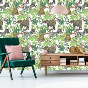 Papier Peint Animaux Sauvages Et Feuilles – Image 6