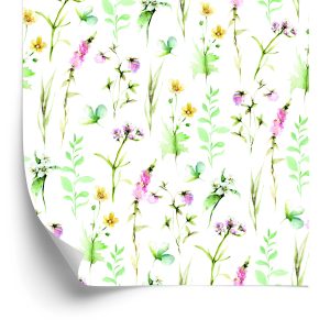 Papier Peint Fleurs Feuilles De Champ Aquarelle – Image 2