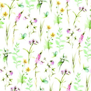 Papier Peint Fleurs Feuilles De Champ Aquarelle – Image 1