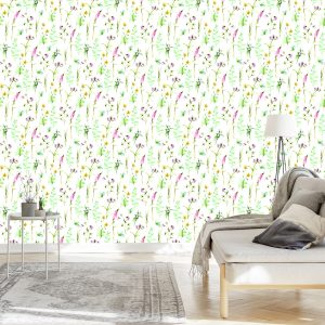 Papier Peint Fleurs Feuilles De Champ Aquarelle – Image 3