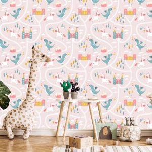 Papier Peint Dragons Licornes D'une Chambre D'enfant De Conte De Fées – Image 5