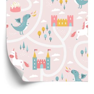 Papier Peint Dragons Licornes D'une Chambre D'enfant De Conte De Fées – Image 2