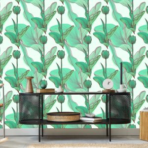 Papier Peint Belles Feuilles Et Fleurs – Image 5