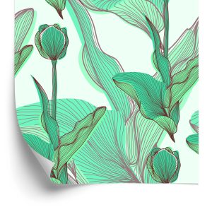 Papier Peint Belles Feuilles Et Fleurs – Image 2