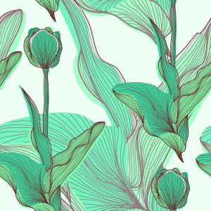 Papier Peint Belles Feuilles Et Fleurs – Image 1