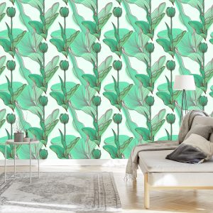 Papier Peint Belles Feuilles Et Fleurs – Image 3