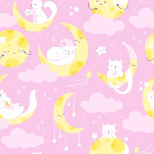 Papier Peint Pour Les Enfants - Étoiles, Chats Et Lunes – Image 1