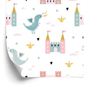 Papier Peint Dragons De Nuages ​​De Conte De Fées Pour La Chambre De Bébé – Image 2