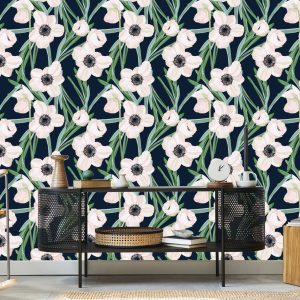 Papier Peint Fleurs - Anémone Sur Fond Sombre – Image 5