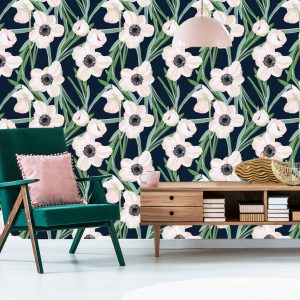 Papier Peint Fleurs - Anémone Sur Fond Sombre – Image 6