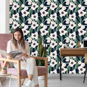 Papier Peint Fleurs - Anémone Sur Fond Sombre – Image 7