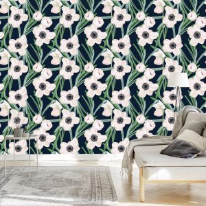 Papier Peint Fleurs - Anémone Sur Fond Sombre – Image 3