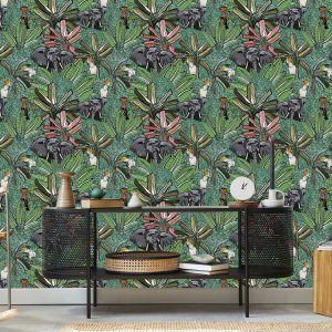 Papier Peint Éléphants, Oiseaux Et Arbres – Image 5