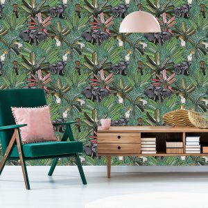 Papier Peint Éléphants, Oiseaux Et Arbres – Image 6