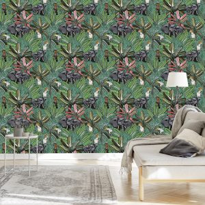 Papier Peint Éléphants, Oiseaux Et Arbres – Image 3