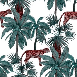 Papier Peint Chats Sauvages Et Palmiers – Image 1