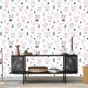 Papier Peint Lapins Sur Fond De Fleurs – Image 5