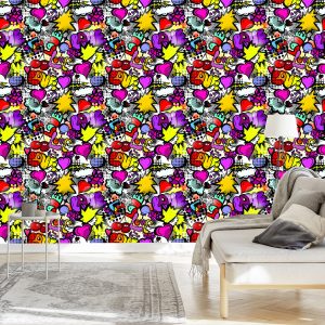 Papier Peint Graffiti Avec Des Cerises – Image 3