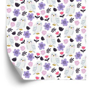 Papier Peint Hiboux Avec Des Fleurs En Arrière-Plan – Image 2