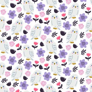 Papier Peint Hiboux Avec Des Fleurs En Arrière-Plan – Image 1