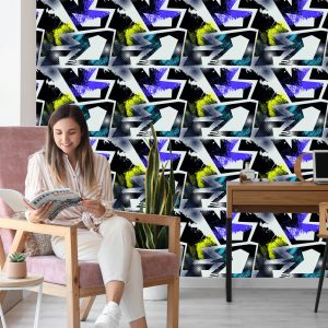 Papier Peint Graffiti Jaune Violet – Image 7