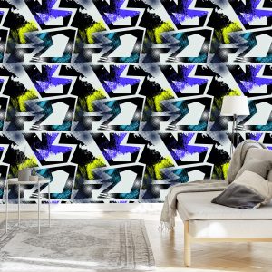Papier Peint Graffiti Jaune Violet – Image 3