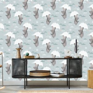 Papier Peint Lapins Sous Parapluies – Image 5