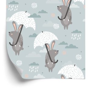 Papier Peint Lapins Sous Parapluies – Image 2