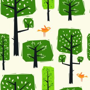 Papier Peint Oiseaux D'arbre Vert Pour La Chambre De Bébé – Image 1