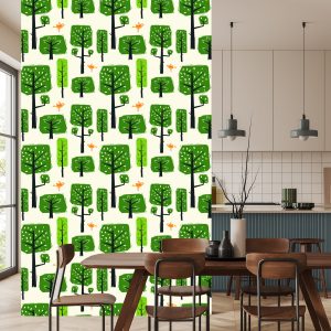 Papier Peint Oiseaux D'arbre Vert Pour La Chambre De Bébé – Image 4