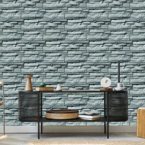 Papier Peint Pierre Ardoise Dans Les Tons De Gris - Effet 3D – Image 5