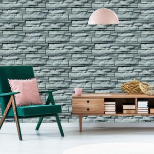 Papier Peint Pierre Ardoise Dans Les Tons De Gris - Effet 3D – Image 6