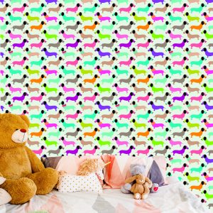 Papier Peint Petits Teckels Colorés Chambre Des Filles – Image 6