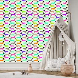 Papier Peint Petits Teckels Colorés Chambre Des Filles – Image 3