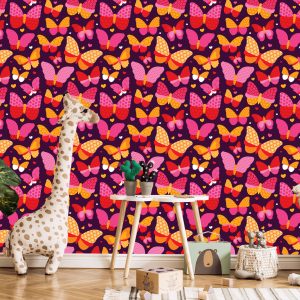 Papier Peint Pour Les Filles Papillons À Pois Colorés – Image 5