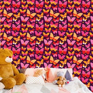 Papier Peint Pour Les Filles Papillons À Pois Colorés – Image 6