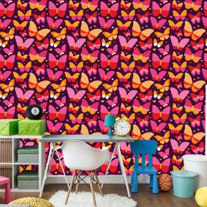 Papier Peint Pour Les Filles Papillons À Pois Colorés – Image 4