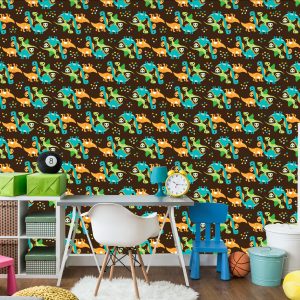 Papier Peint Oiseaux Dinosaures Colorés Pour Chambre De Garçon – Image 4