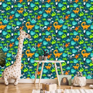 Papier Peint Pour Un Garçon Animaux Colorés Sur Une Paume De Volcan – Image 5