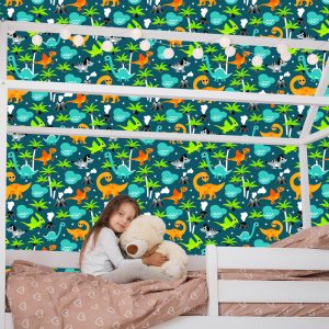 Papier Peint Pour Un Garçon Animaux Colorés Sur Une Paume De Volcan – Image 7