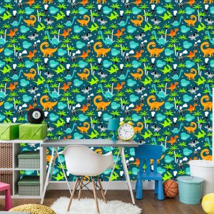 Papier Peint Pour Un Garçon Animaux Colorés Sur Une Paume De Volcan – Image 4