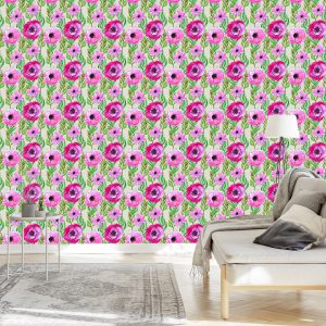 Papier Peint Fleurs Sauvages Colorées Peintes À L'aquarelle – Image 3