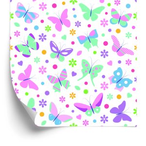 Papier Peint Pour Les Enfants Papillons Colorés Fleurs À Pois – Image 2