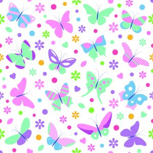 Papier Peint Pour Les Enfants Papillons Colorés Fleurs À Pois – Image 1