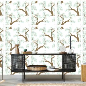 Papier Peint Feuilles D'arbre Vert Pour La Chambre Du Salon – Image 5