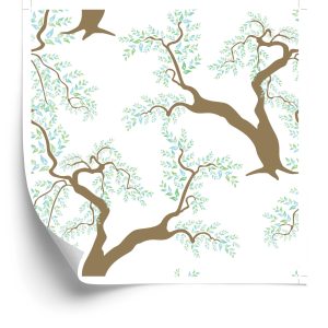 Papier Peint Feuilles D'arbre Vert Pour La Chambre Du Salon – Image 2
